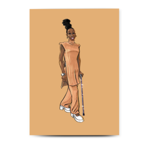 Black Adult Female with Cane (Cerebral Palsy)